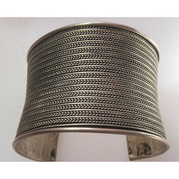 Vintage Shan or Wa/Lawa Bracelet Golden Triangle Hill Tribe Beautiful Wide Cuff - Picture 1 of 16